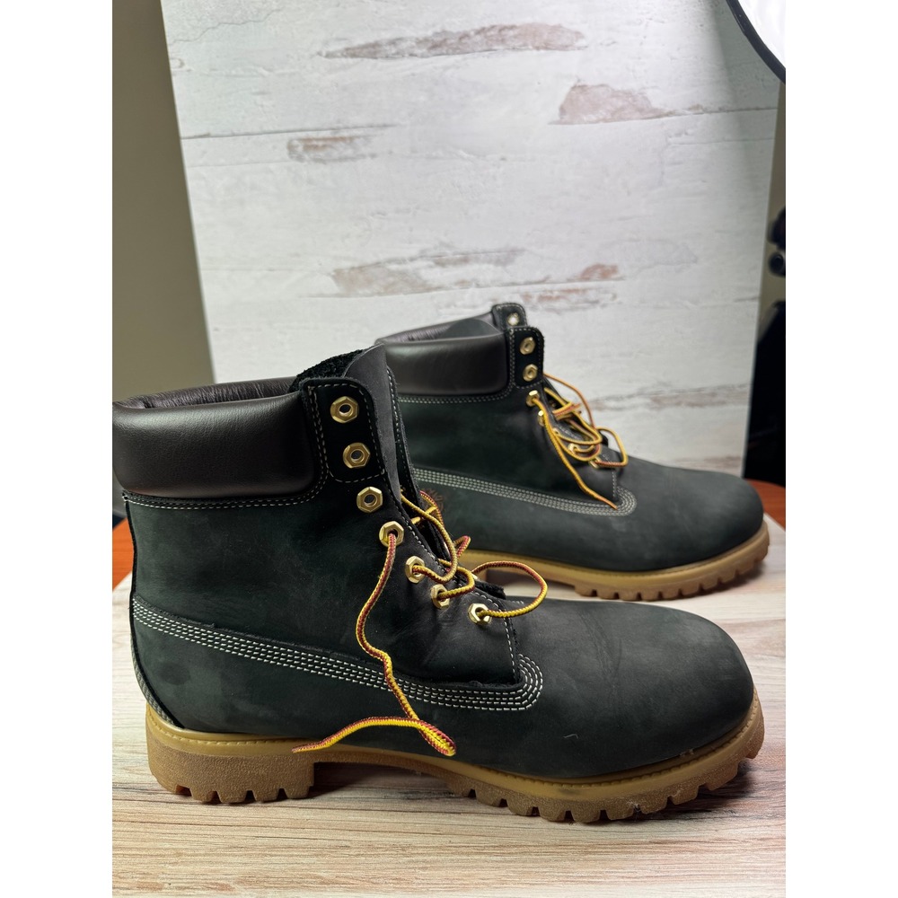 Timberland 6 Inch Premium Waterproof Boots Mens 12W BlackLeather Custom Mono KHH - Picture 4 of 10